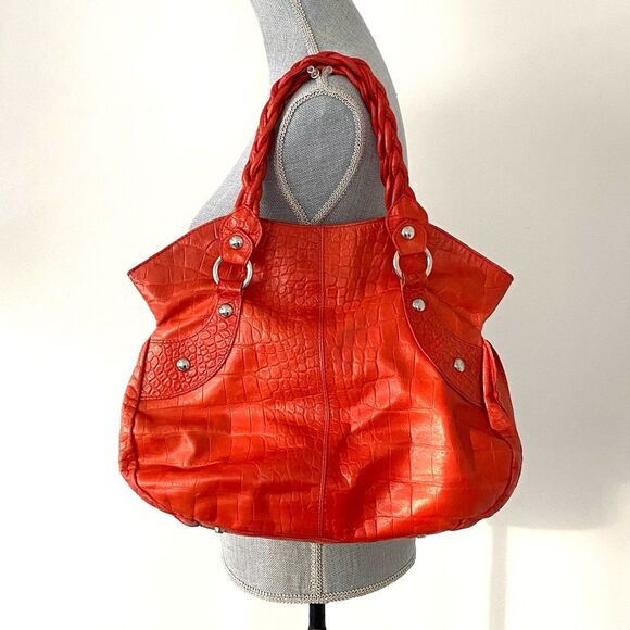 Source Unknown Handbags - Roberta Gandolfi Italian Made Tomato Red Orange leather tote handbag Vacation